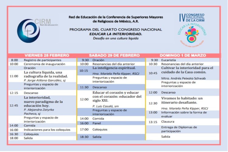 Programa del IV Congreso Nacional de la Red de Educación de la CIRM
